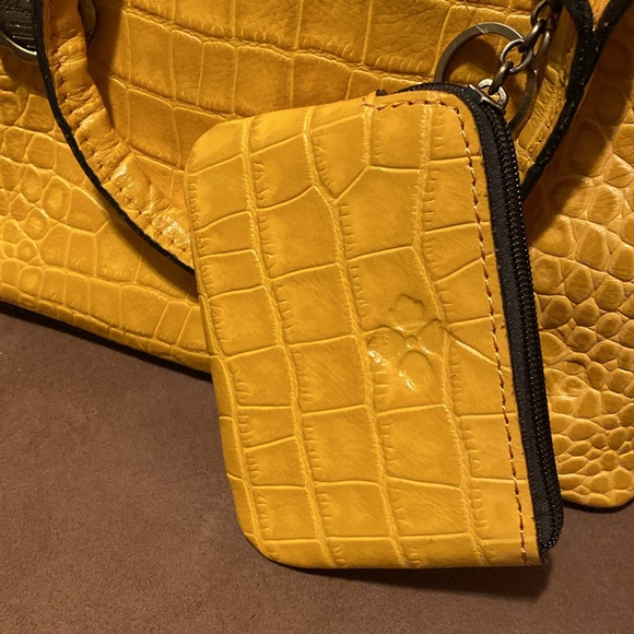 PATRICIA NASH NWOT CROC HAND BAG / CROSSBODY YELLOW WITH COIN PURSE DUST BAG - Picture 12 of 14